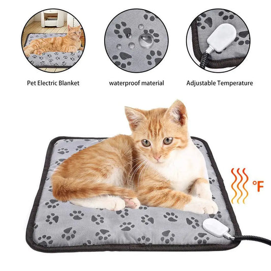 Pet Heated Mat Temperature Adjustable Dog Heating Pad Waterproof Electric Heating Pad 3,9 Gears Timer Sleeping Supplies.