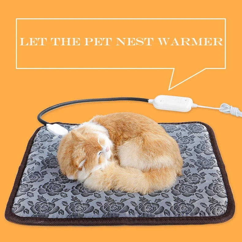 Pet Heated Mat Temperature Adjustable Dog Heating Pad Waterproof Electric Heating Pad 3,9 Gears Timer Sleeping Supplies.